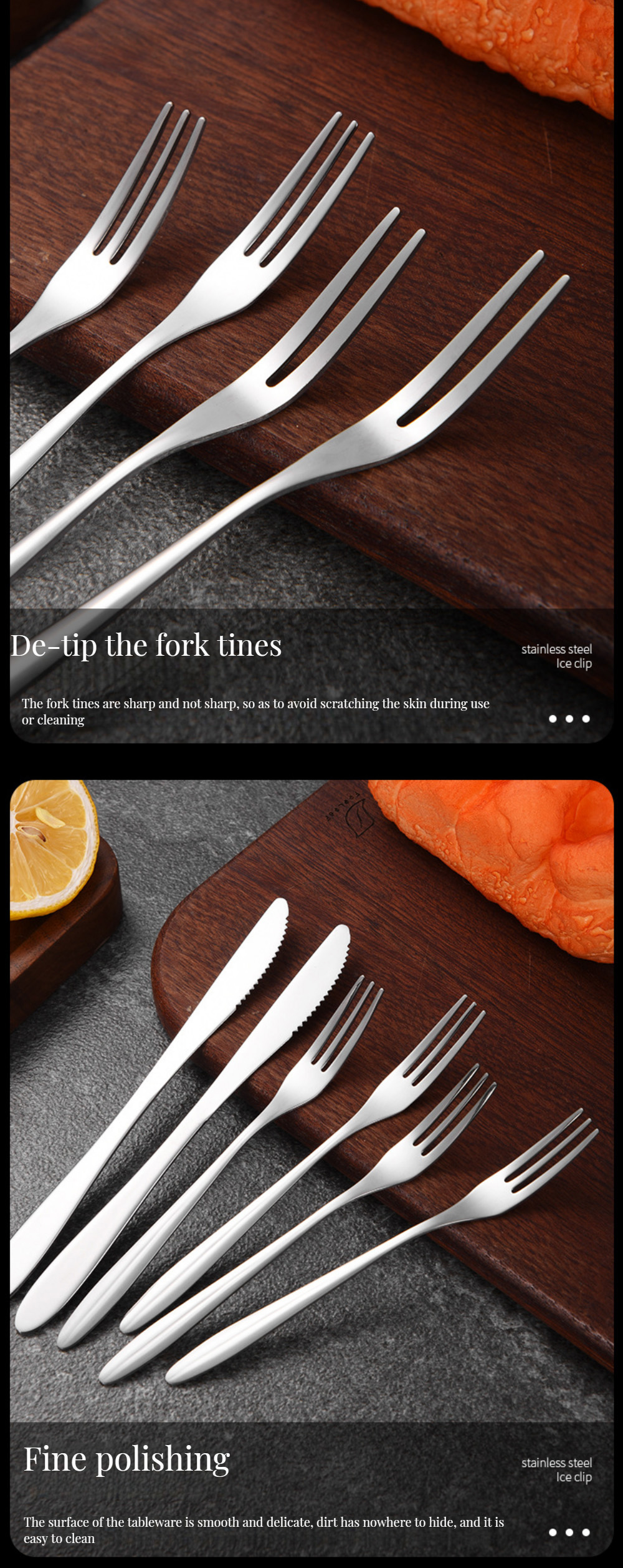 Customized Logo Acceptable Vintage Silver Stainless Steel Cutlery Set for Travel Camping