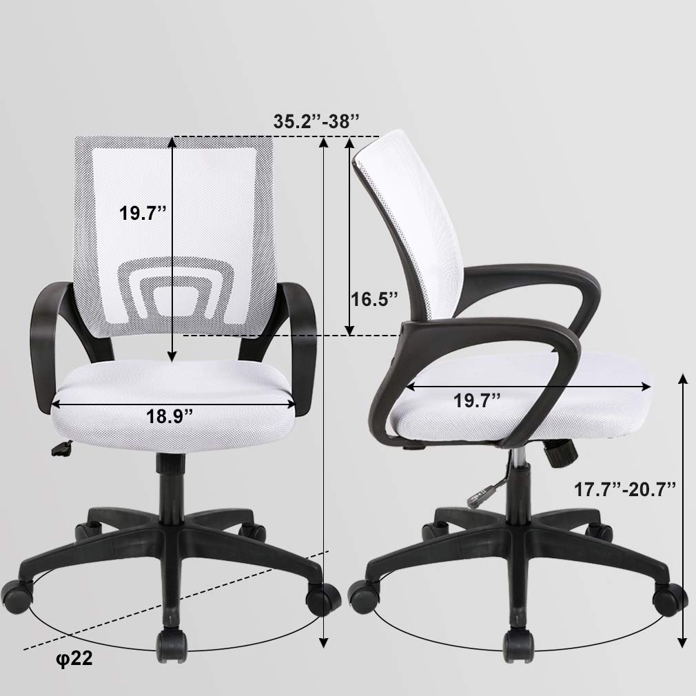 ALINUNU White Mesh Executive Chair with Lumbar Support and Butterfly Mechanism
