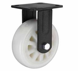 Quality Black lacquer plated Fixed caster, rigid 4&quot;x2&quot; white nylon wheel for heavy duty castor with durable wheel wholesale