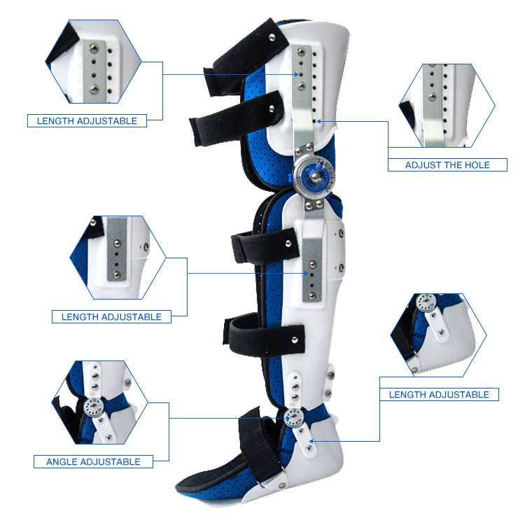 Hinged Ankle Foot Orthotic Brace Lower Extremity Orthosis Adjustable Angle Size