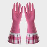Reusable Extra Long Sleeve Rubber Gloves Length 390mm For Beautiful Women