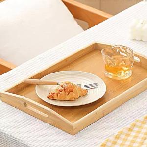 Quality Bamboo set of 3 Large Serving Tray for Coffee Food Breakfast Dinner wholesale