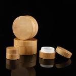 Plastic Empty Cosmetic Jars With Bamboo All Covered