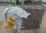 Gold Painting Cemetery Memorial Stones , Hand Carved Headstones With Various