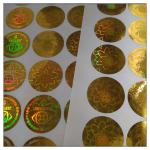Die cut adhesive golden hologram laser label , customized golden hologram laser