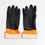 50-120g Industrial Rubber Gloves Rolled Cuff Outside Black Inside Orange