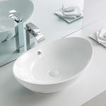 Oval Counter Top Bathroom Sink With Overflow 500mm 550mm