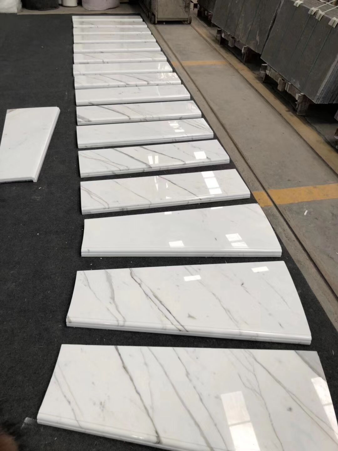 Polished Calacatta Gold Steps on Italy Marble Staircases in Modern Luxury Stone Interior