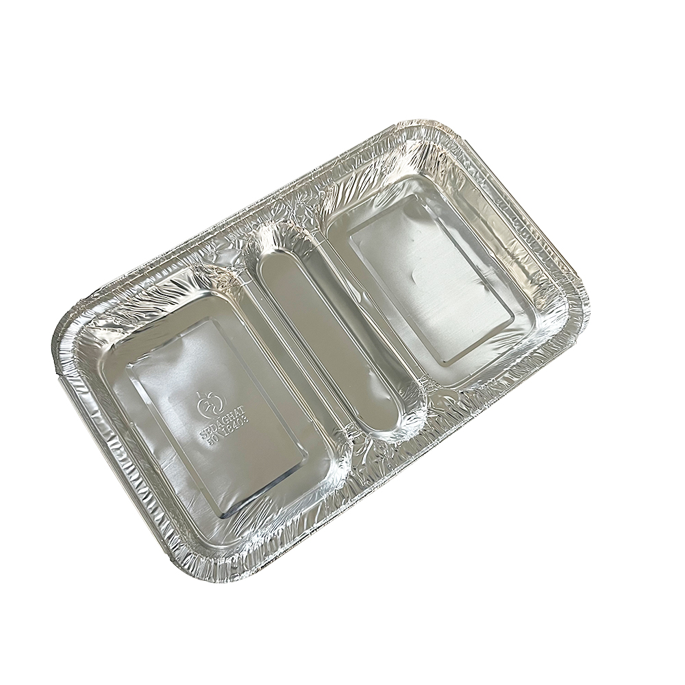 Food Grade Container 3 Compartment 230*185*35 Rectangle Aluminium Foil Takeaway Lunch Box