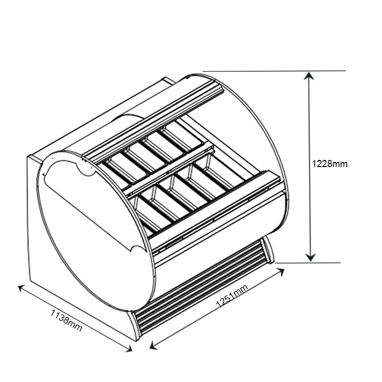 Commercial Refrigerated 500L Small Display Freezer For Ice Cream 7.5 AMPS