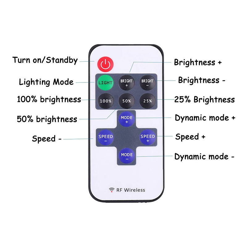 11 Key RF DC Single Color LED Controller Mini Wireless With Plastic Material