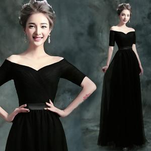 Quality Black Light V Neck Slim Waist Elegant Evening Dresses TSJY052 wholesale