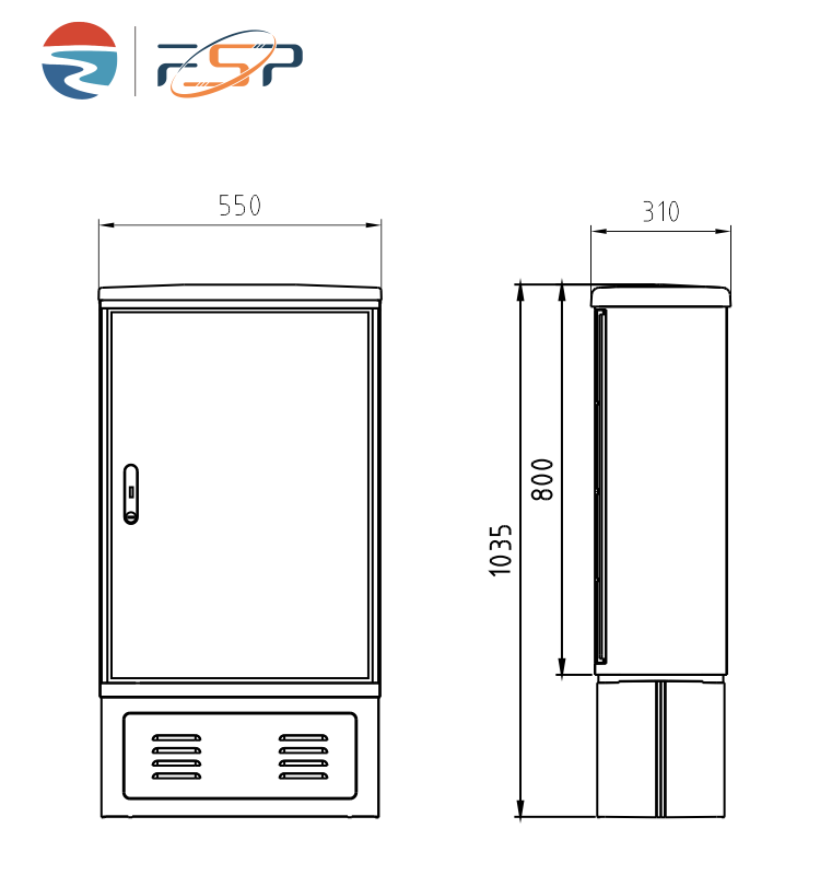 FDC 96A IP65 SMC Outdoor Fiber Distribution Cabinet for FTTH FTTX 1035 * 550 * 310 mm