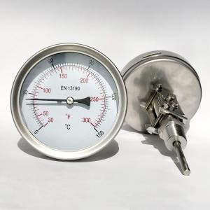 Quality Adjustable Stem Dial Bimetal Thermometer 100mm All Stainless Steel wholesale