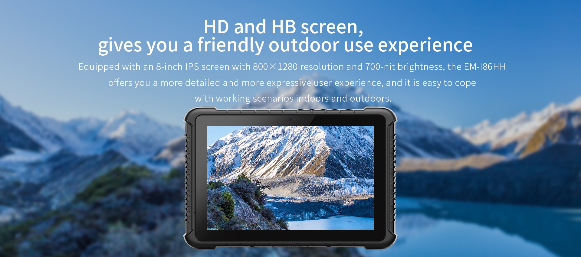 8 inch Rugged Android Tablet with GPS NFC 4G IP67 700 Nit LCD Touchscreen Dual Camera 1D/2D Barcode Scanner