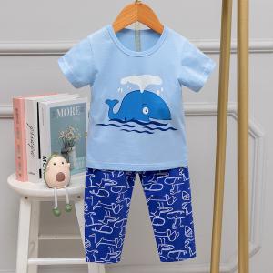 Quality Spring Cotton Short Sleeve Pajama Set Cartoon Whale Children'S Pajamas wholesale
