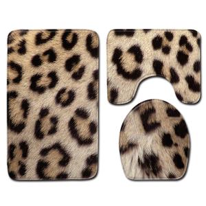 Quality Animal Leopard Patterned Three Piece Bathroom Mats Rugs OEM ODM wholesale