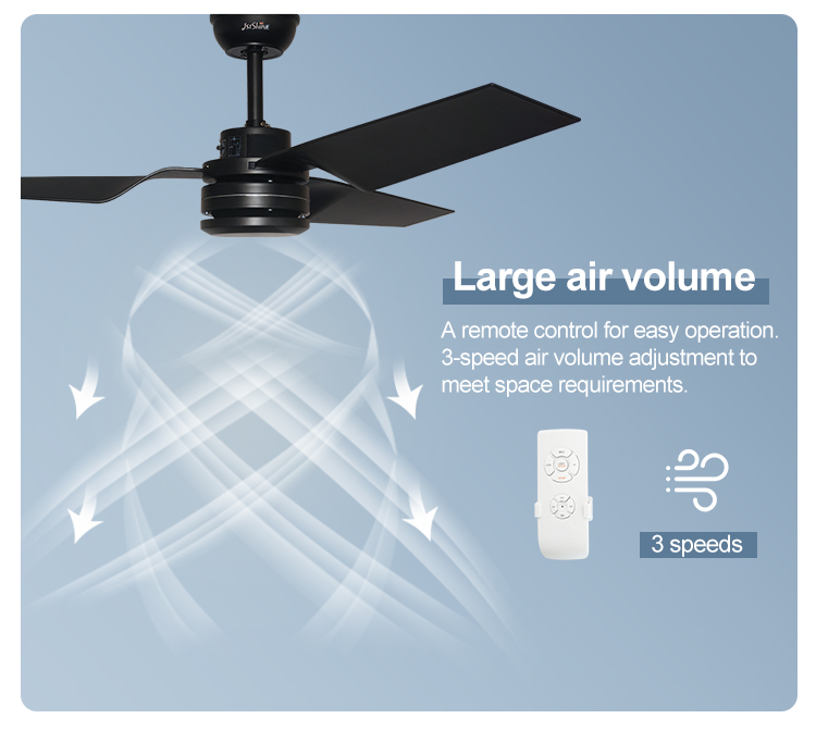 1stshine Ceiling Fan Without Light Timer Simple Design 3 Rotary Vane ABS Blade AC Motor