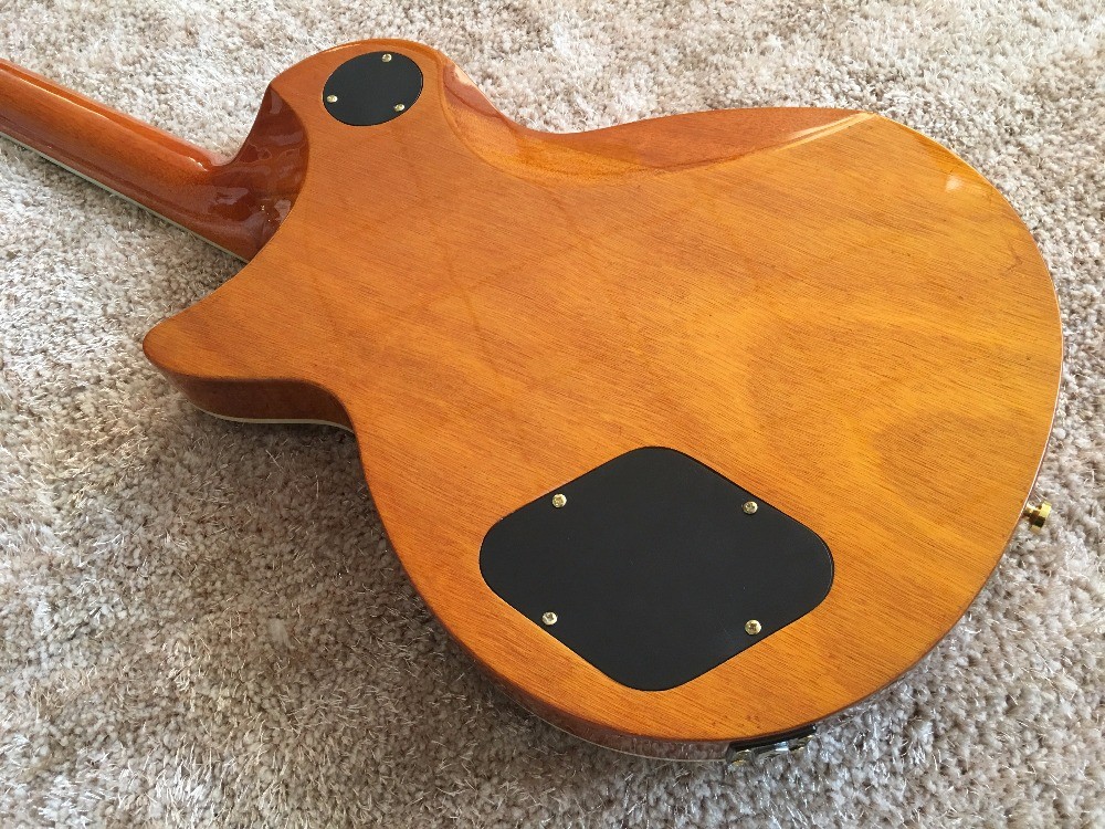 LP custom guitar tobacco sunburst quilted maple body Back contour and neck joint contour Ebony fingerboard custom guitar