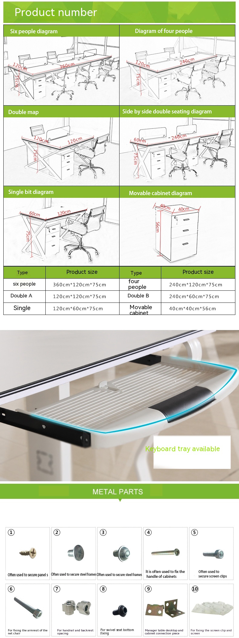 4 Person and 6 Person Combination Office Furniture for Collaborative Modern Workspace