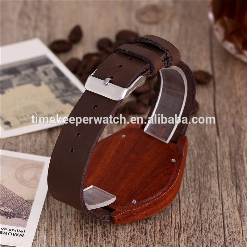 2017 Men Wood Watch Made Out Black Sandal Wood Handmade Leather Strap Digital Wood Watches Custom Logo