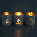 Christmas Mercury Pillar Color Glass Candle Holder 15oz 3.5 * 4 Inch
