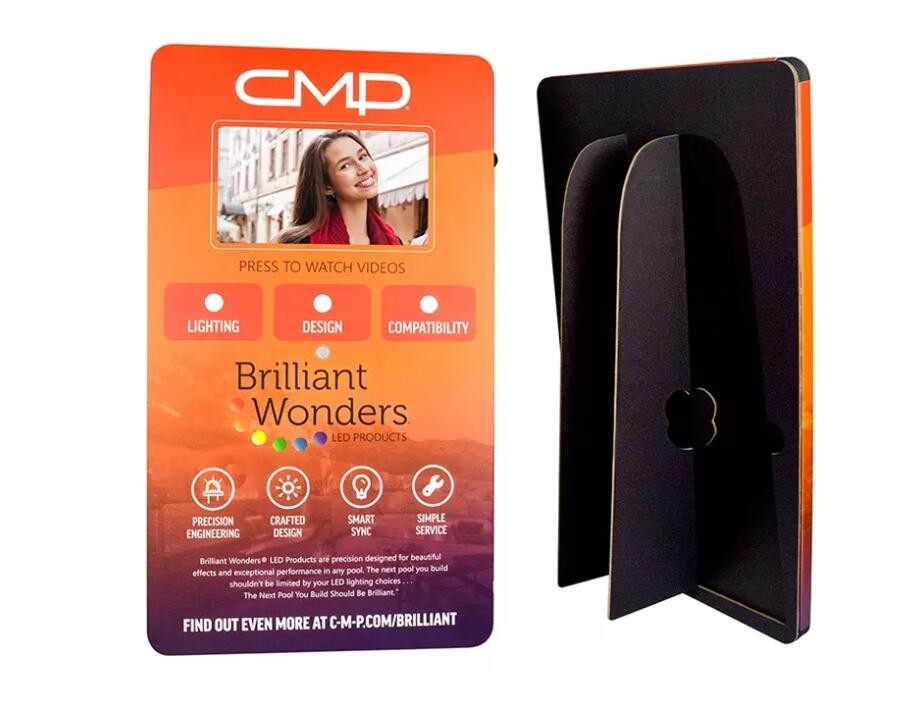 7 inch retail advertising video display, custom print LCD video shelf talker for in shop video advertising