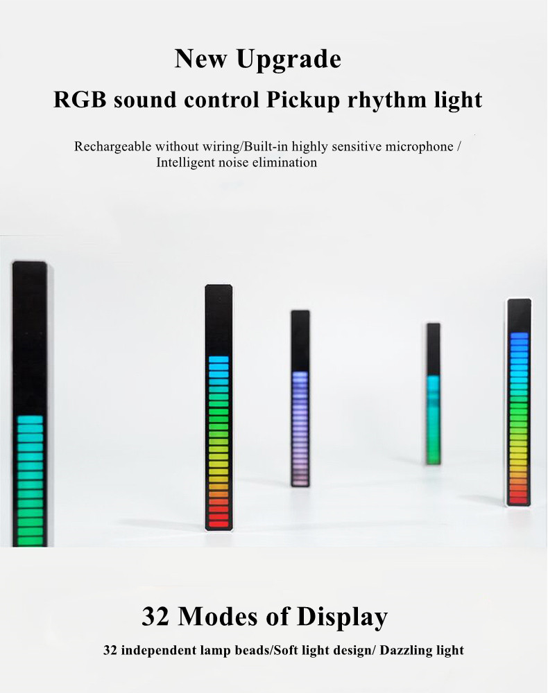 New Arrival Rechargeable RGB Sound-Activated Music Pickup Rhythm Light 18 colors music rhythm lamp for Car Home music de