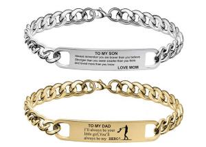 Quality Men's Bang bracelet TO MY DAD Father's Day gift TO MY SON engraved stainless steel yiwu accessories wholesale wholesale