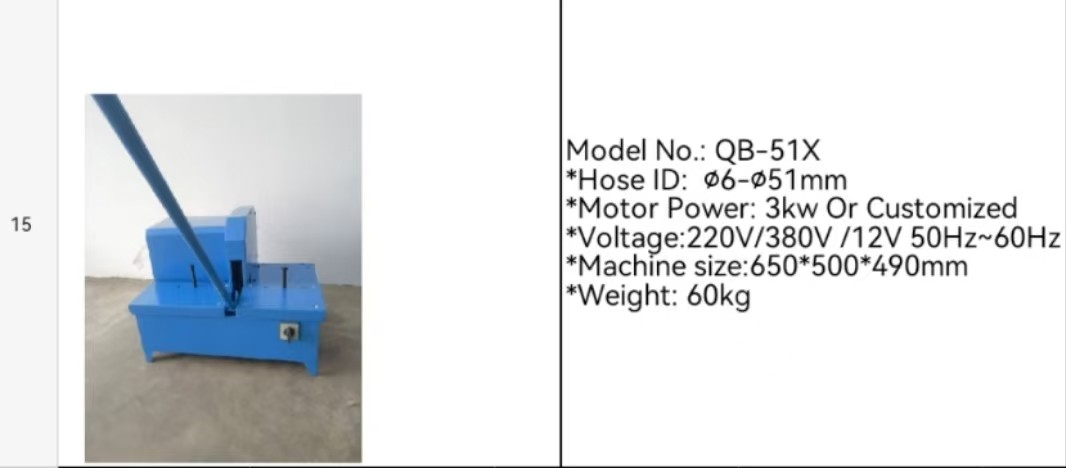 Mini 65*50*49cm Blue Color 12v Voltage Car Loading Automatic Rubber Hose Cutting Machine 1/4"-2" Hose Cutter