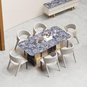 Quality Modern 0.75CBM Luxury Marble Dining Table 86inchx40inchx30inch Plastic Bottoms wholesale