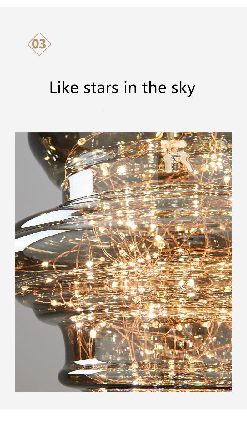 Decoration Glass Hanging Lamp for Dining Room Kitchen Bar LED Stars Glass Chandelier(WH-GP-175)