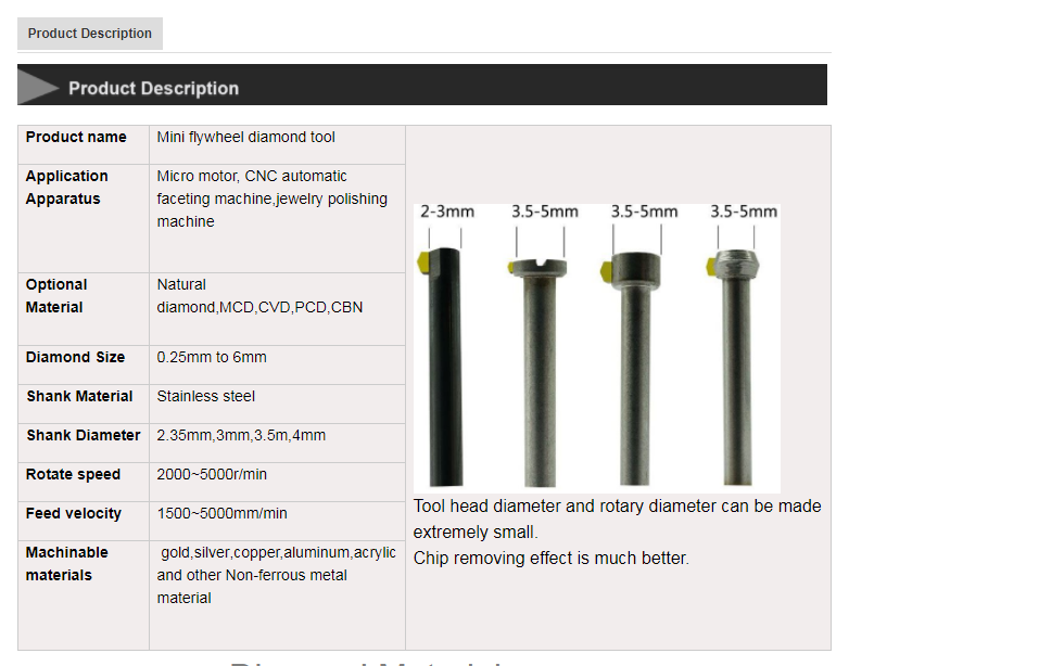 Flywheel Diamond Tools for Micro Motor V Shape 3mm