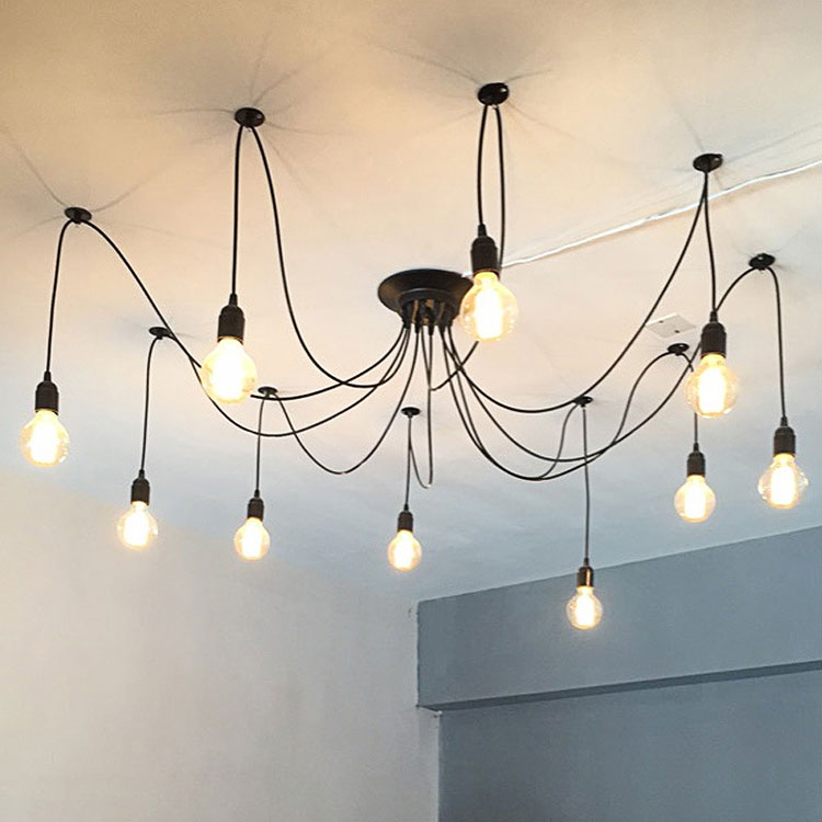 Retro Loft Industrial Chandelier Adjustable E27 Multi Head Lamps Restaurant metal lamp(WH-VP-225）