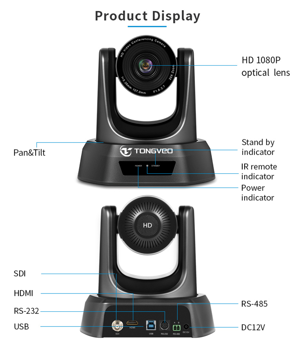 3G-SDI 20X Optical Zoom Professional USB2.0 PTZ Camera for Video Conferencing System