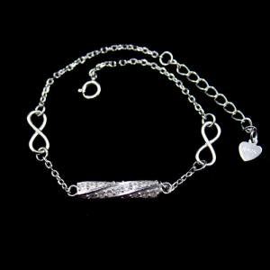 Quality Customized Silver Cubic Zirconia Bracelet Rhodium plating Bar Shape wholesale