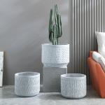 Frost Resistant Patio Fiber Clay Planters Round Shape