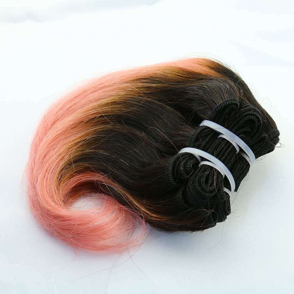 2017 New Style Short Hair Combre Pink Color Brazilian Hair Wefted Hair
