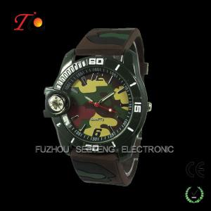 Quality Military style green silicone compass camo watch for promotion wholesale