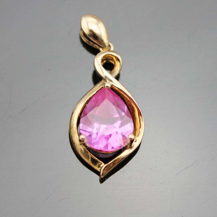 Rose Gold Plated 925 Silver Pendant 8mmx10mm Pink Cubic Zircon (PSJ0418)