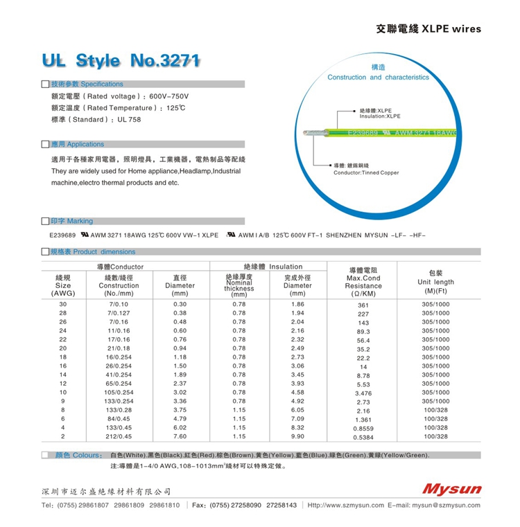 8AWG 133/0.28 600V XLPE Insulation Wires UL3271 Tinner copper