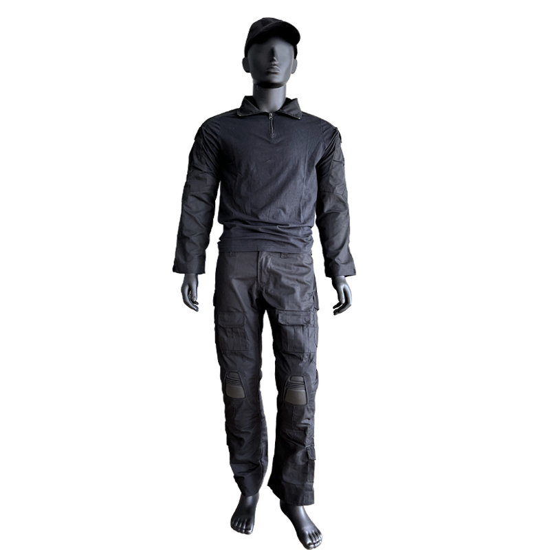 Polyester/Cotton Men's Long Sleeve Knitted Shirt Uniform Frog Suit Set in Customized Color