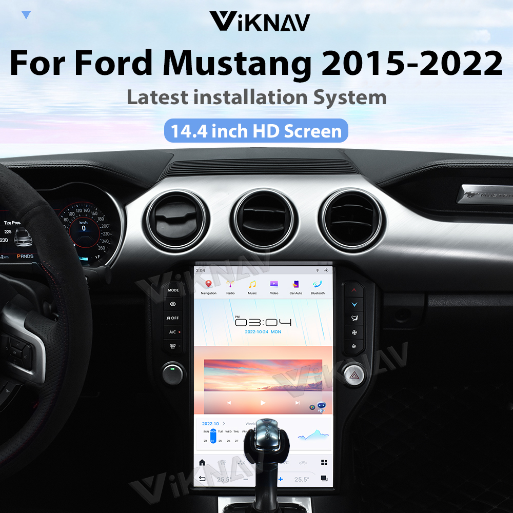 Viknav Car Radio For Ford Mustang (2015-2022) 14.4 inch Upgrade CarPlay Screen Android 13 Auto Head Unit GPS Navigation