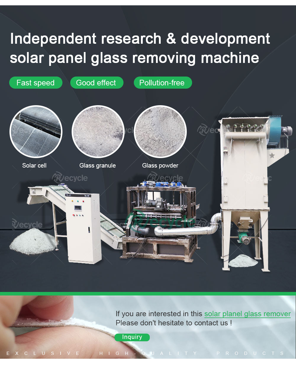 70-90PCS/Hour Solar Panels Recycling Line Automatic Solar Panels Glass Removing Equipment