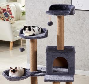 Quality Wood Cat House Scratcher Black Cat Scratching Pole Tower Customized wholesale