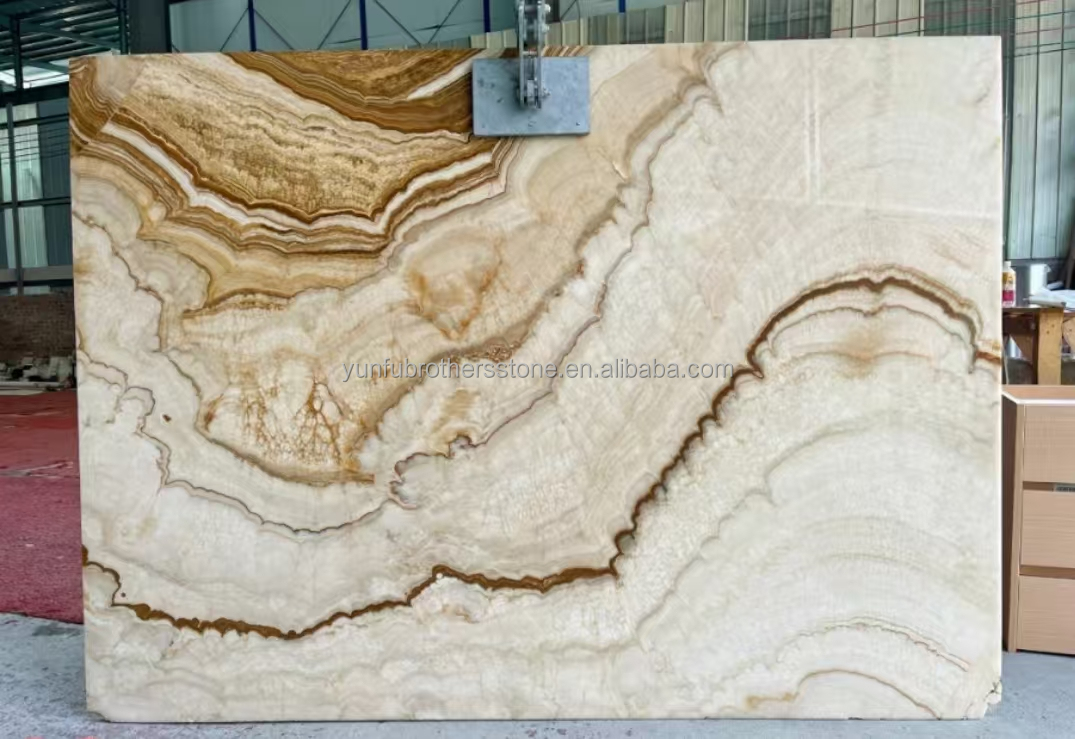 Modern Onyx Marble Gold Vein Wooden Yellow Golden Grain Bathtub Decor for Modern Homes