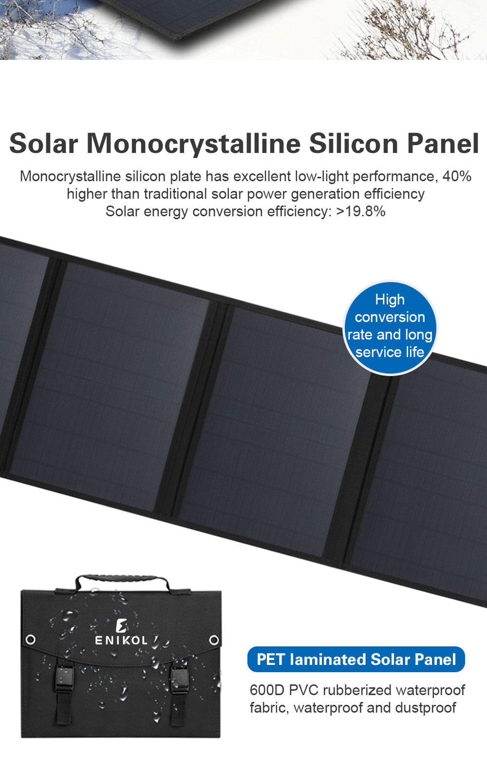 Waterproof Portable Foldable Solar Panel 100W 12V For Outdoor Camping