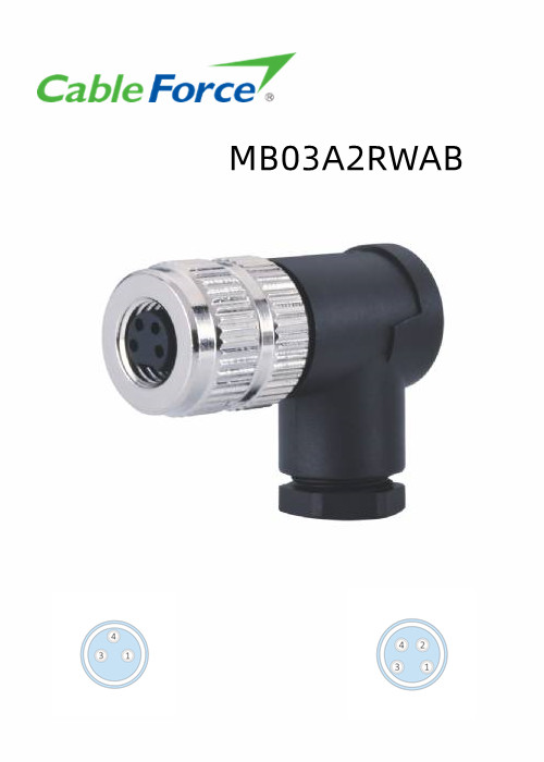 3 Pin Right Angled Field Wireable M8 Connector PA66 GF IP67 Female