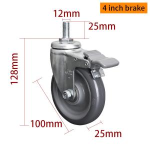 Quality Industrial Caster Wheels 100mm 4 Inch Swivel Casters With Brake wholesale