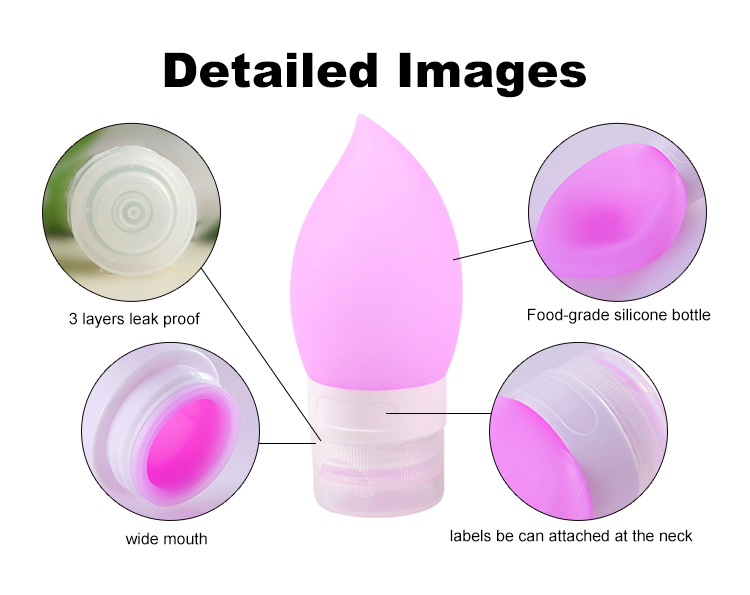 60ml Leak Proof Squeezable Silicone Travel Shampoo Bottles